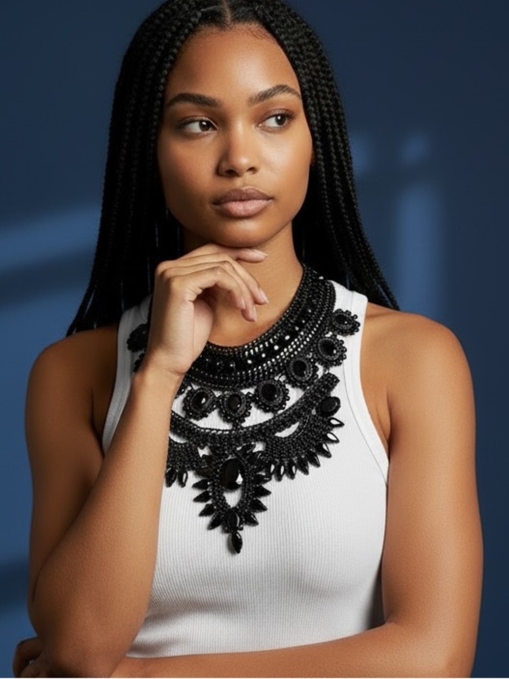 ❤️ Bohemian Vintage Retro Elaborate Black Collar Metallic Stmt Necklace - Picture 2 of 6